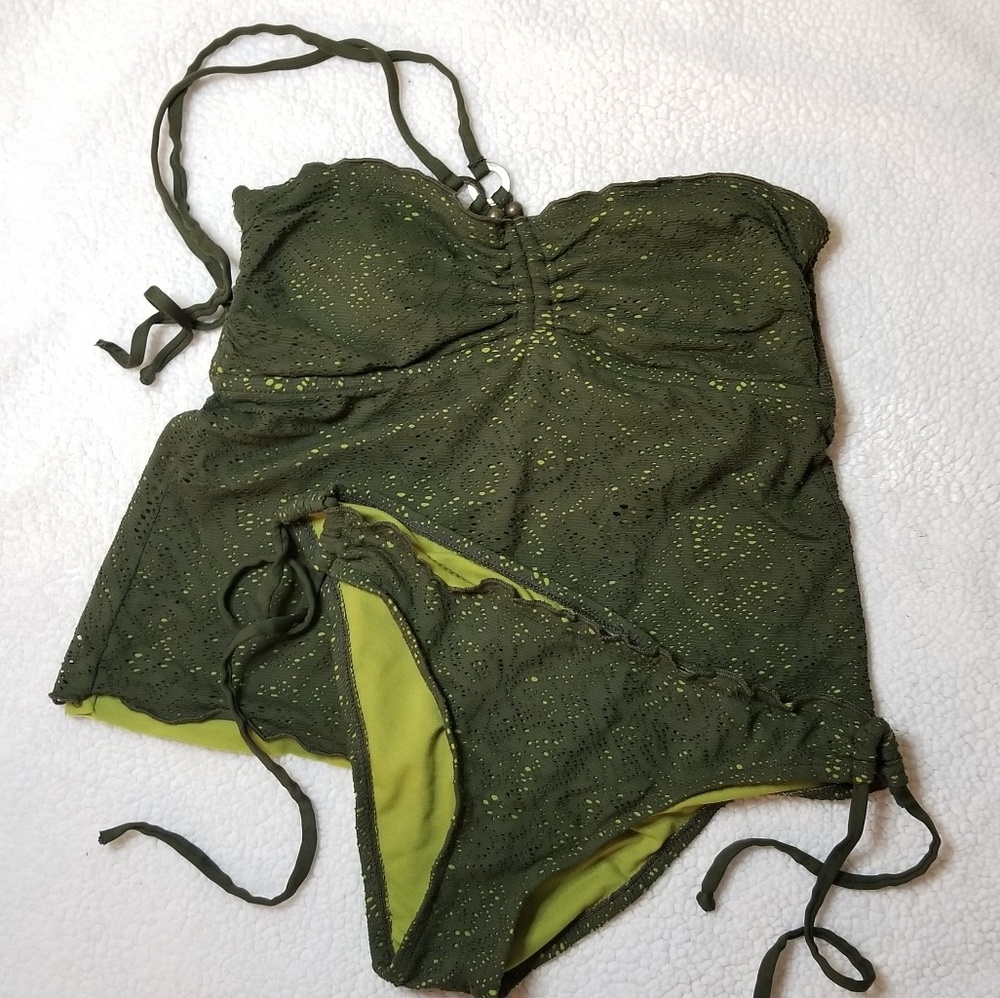 BISOU BISOU Green Lace 2 Piece Swimwear